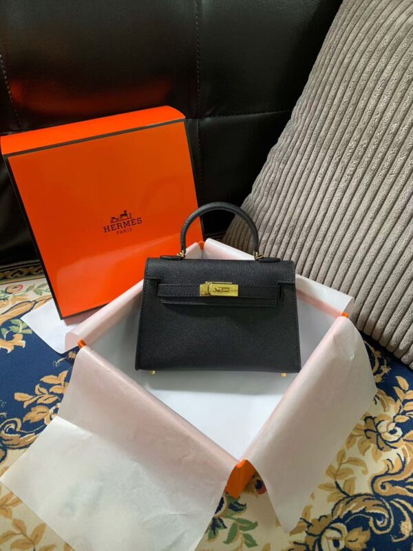 HERMES，エルメス ミニケリー2代 ブラックゴールド ハンドバッグ クラシックで豪華なスタイル - 图片 8